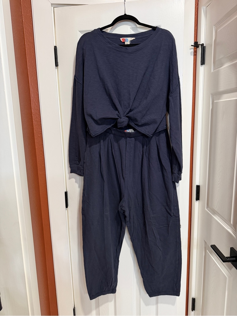 Free People Navy Long-Sleeve Pant Matching Set